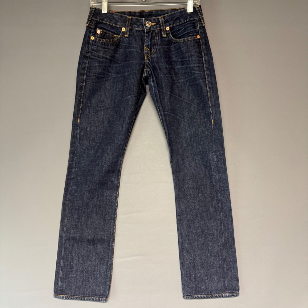 True Religion Christina Straight Leg Dark Wash Selvedge Jeans USA Size 24